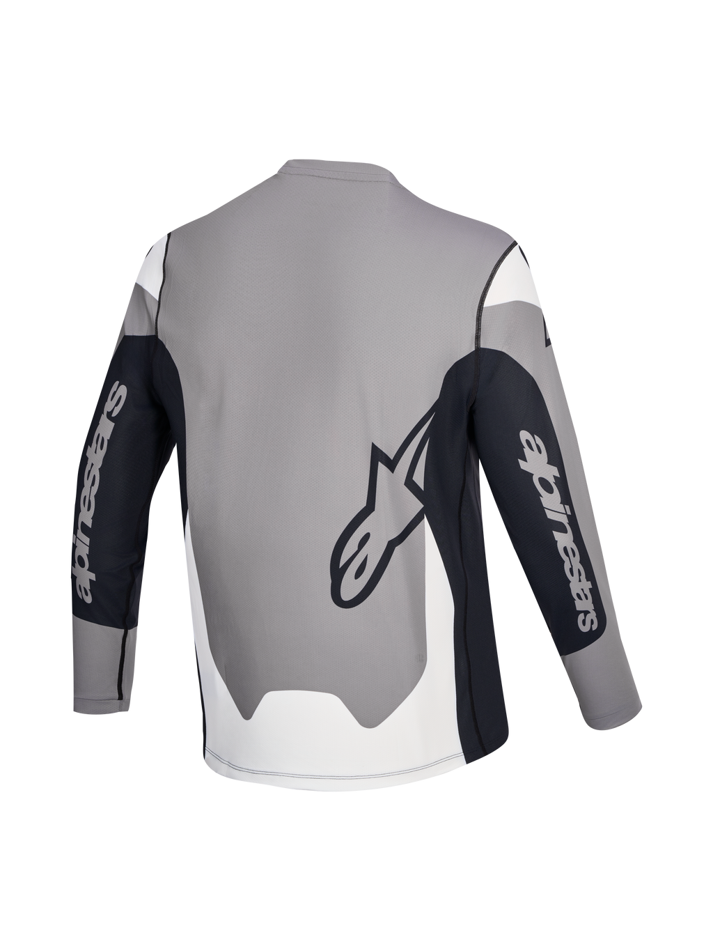 Alpinestars A-Dura Race Jersey, mountainbike-jersey met lange mouwen, achterkant met grijs, zwart en wit kleurenschema en merklogo's