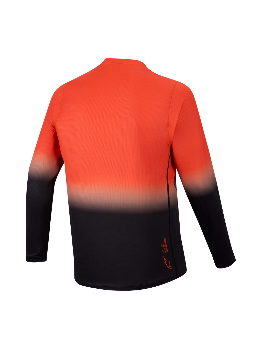 A-Dura ASTARS 2.0 MTB-jersey met lange mouwen, achterkant met oranje en zwart kleurverloop voor MTB-ritten.