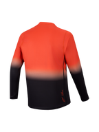 A-Dura ASTARS 2.0 MTB-jersey met lange mouwen, achterkant met oranje en zwart kleurverloop voor MTB-ritten.