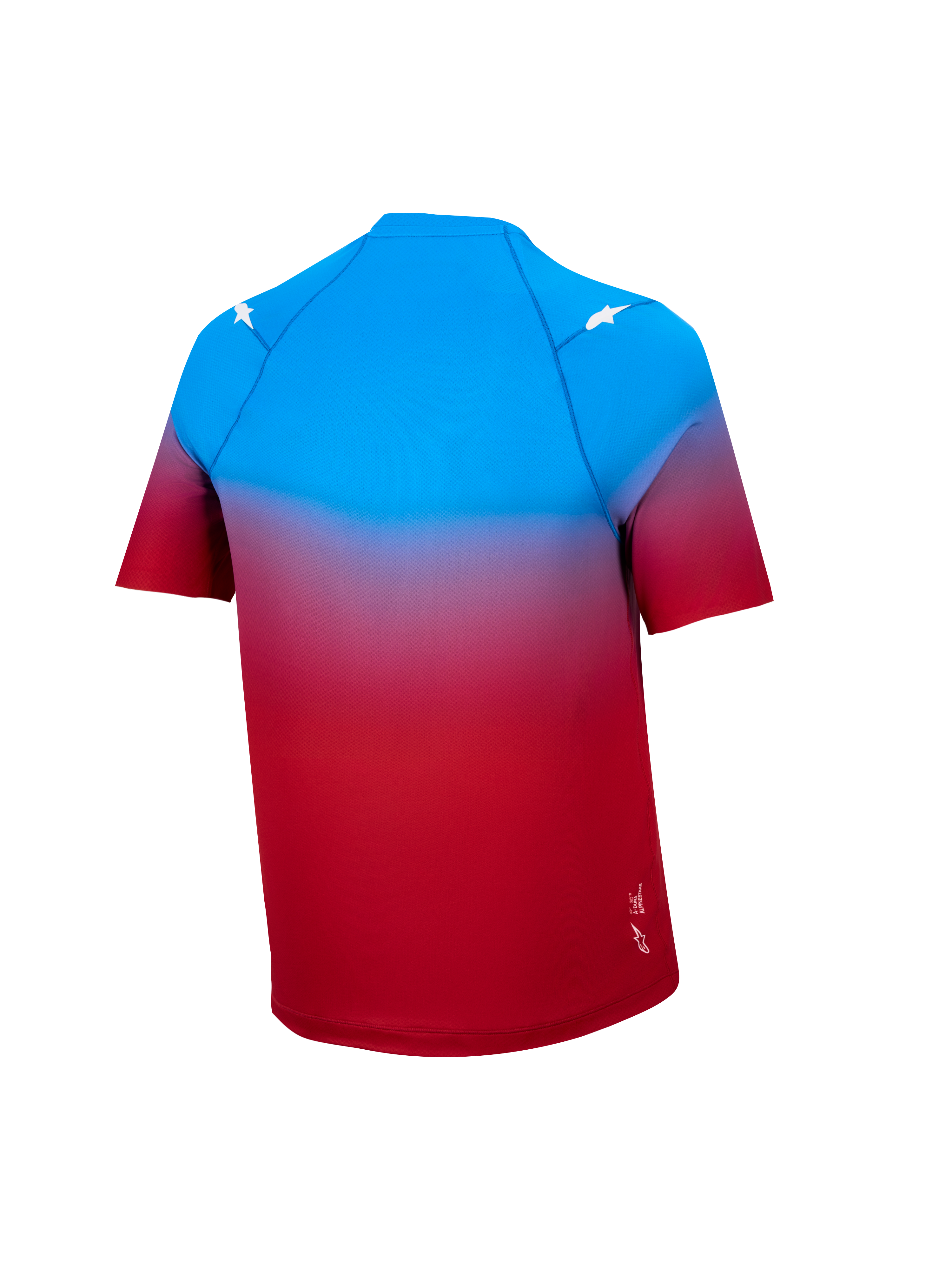 A-Dura ASTARS 2.0 Short Sleeve Jersey in Bright Red Blue gradient, performance MTB top with white star accents.