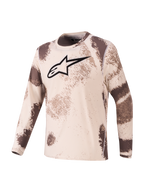 Alpinestars A-Dura Ride, maillot VTT à manches longues beige et marron avec imprimé camouflage et logo Astars sur la poitrine