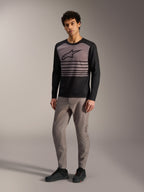 Maillot Alpinestars A-Dura Elite 2.0 à manches longues, design noir et gris à rayures pour le trail.
