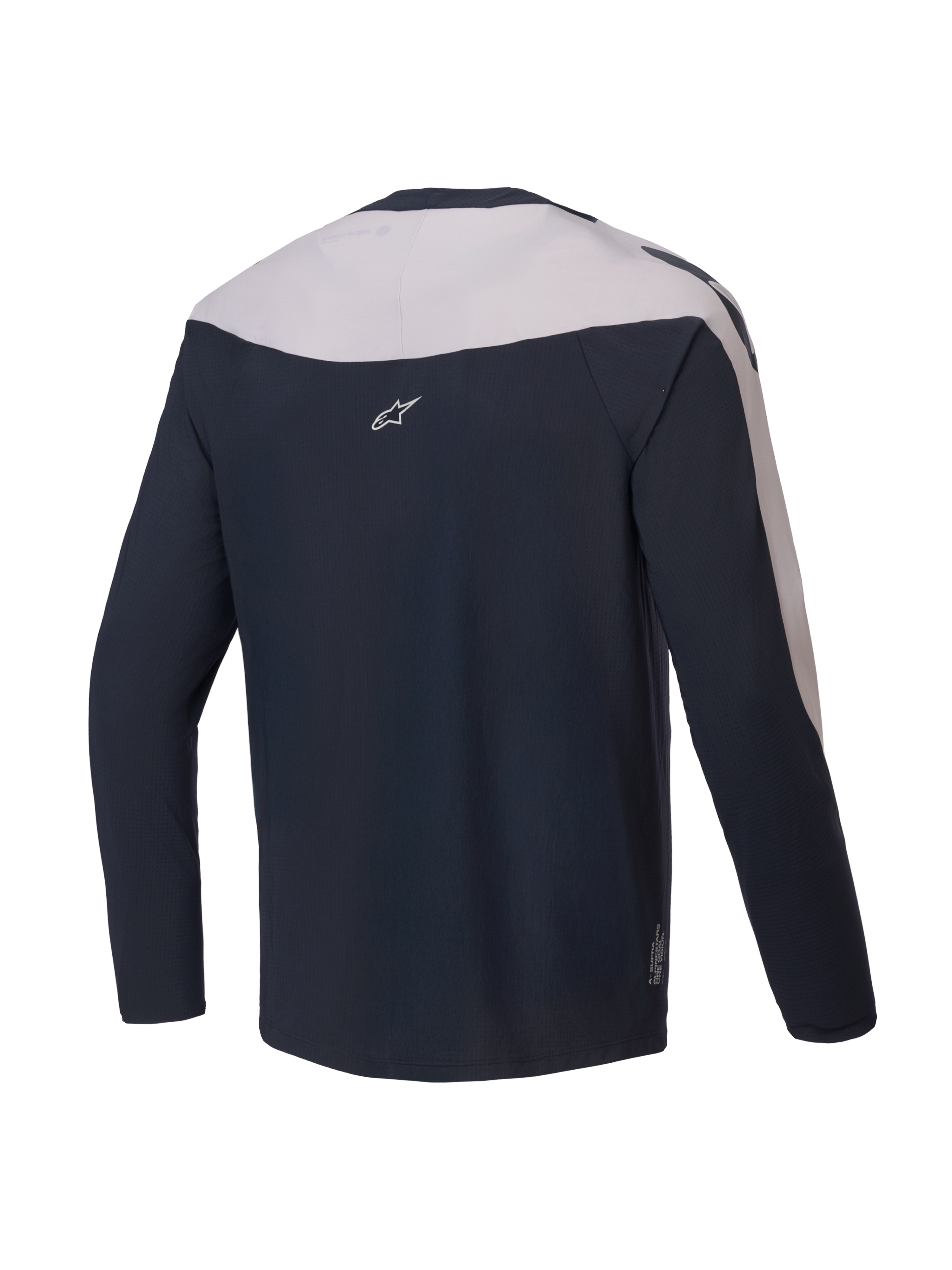 Alpinestars Maillot A-Supra Melt, maillot de VTT à manches longues, vue de dos, noir et gris clair, polyester micro-perforé léger avec panneaux stretch