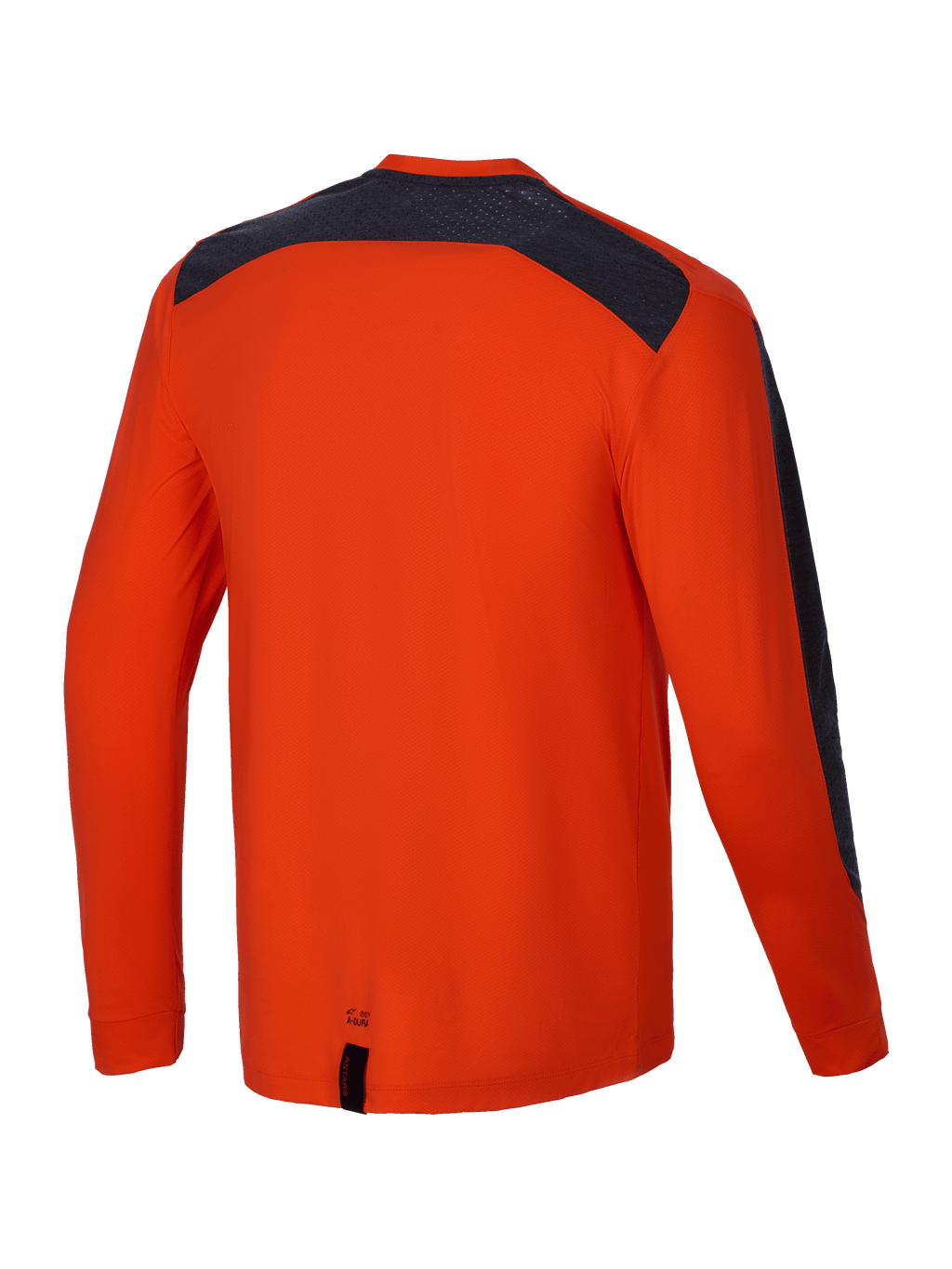 Alpinestars Maillot A-Dura Insert Astar, maillot de VTT à manches longues pour homme, orange et noir, vue de dos avec construction textile durable et empiècements contrastés