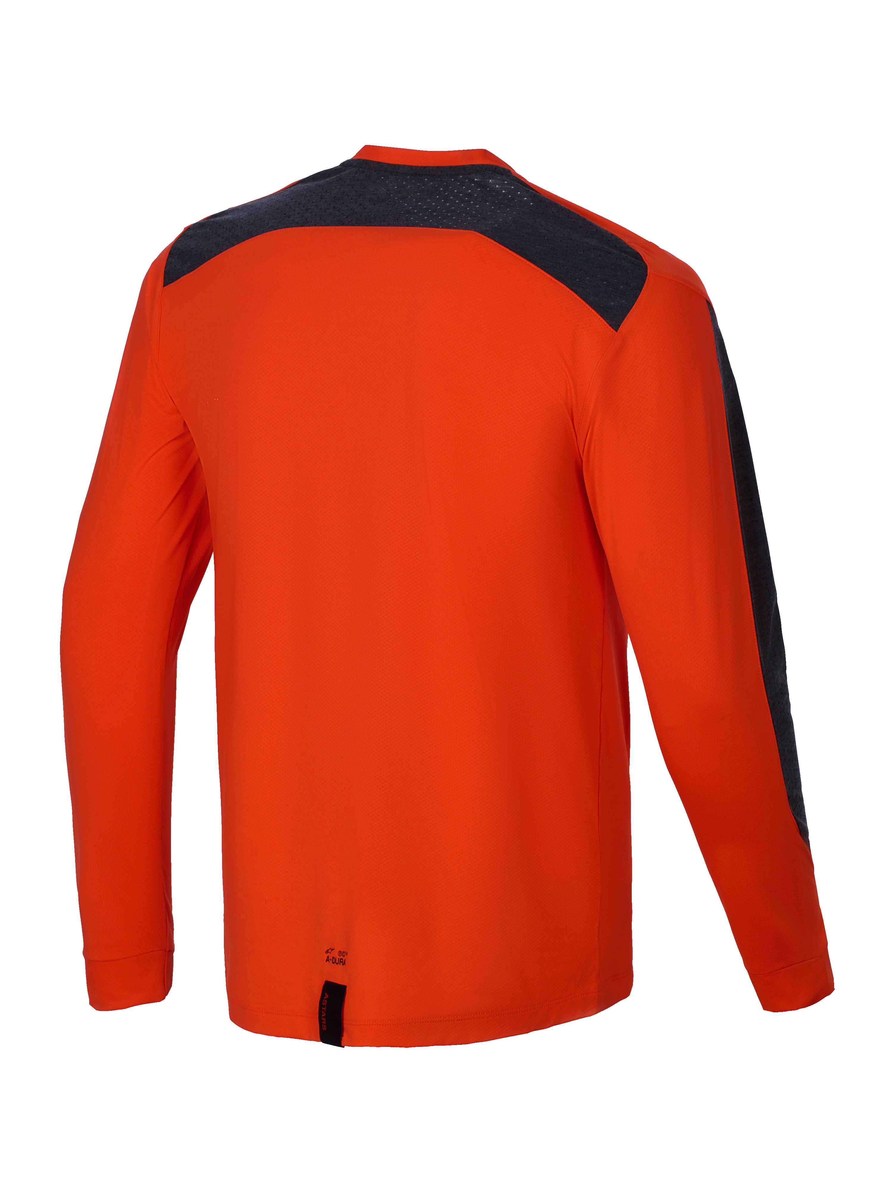 Alpinestars Maillot A-Dura Insert Astar, maillot de VTT à manches longues pour homme, orange et noir, vue de dos avec construction textile durable et empiècements contrastés