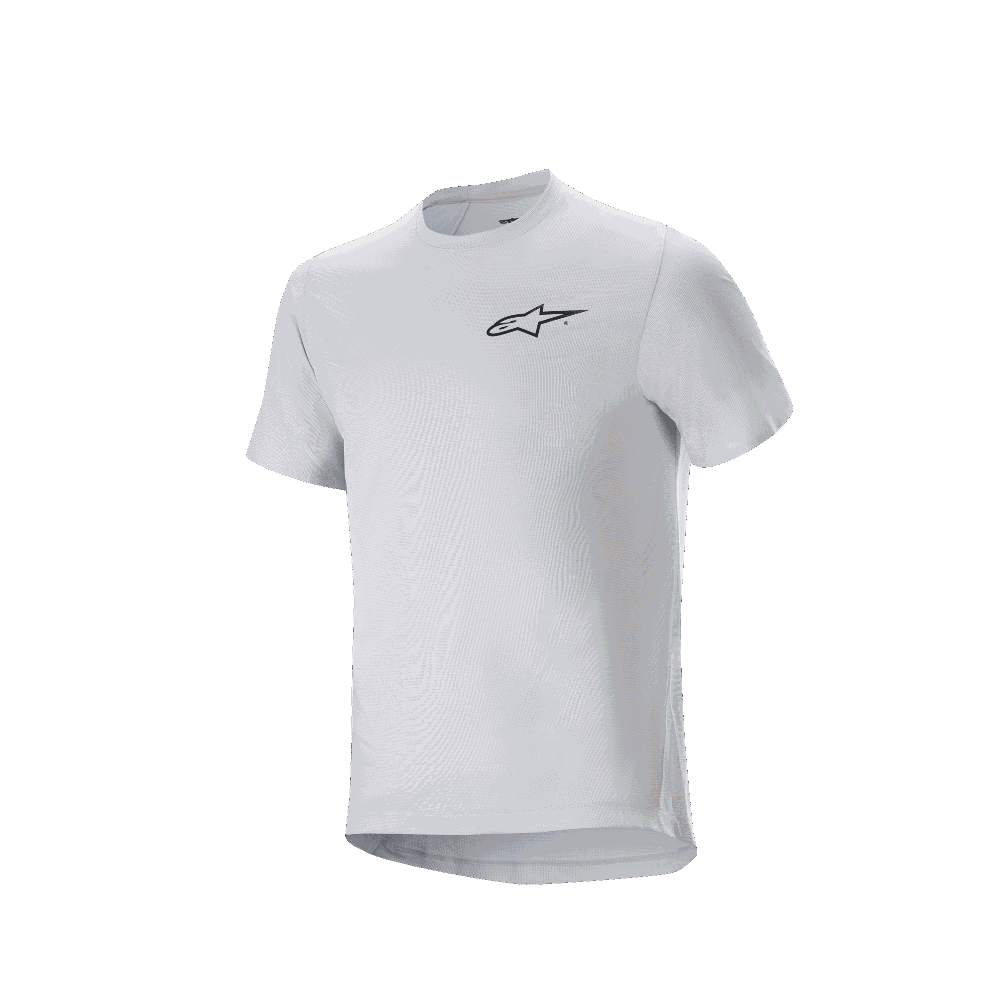 Alpinestars A-Aria Astar Jersey, maillot de cyclisme à manches courtes, White Dove, avec un petit logo Alpinestars noir sur la poitrine, coupe performance avec pan arrière allongé pour le VTT