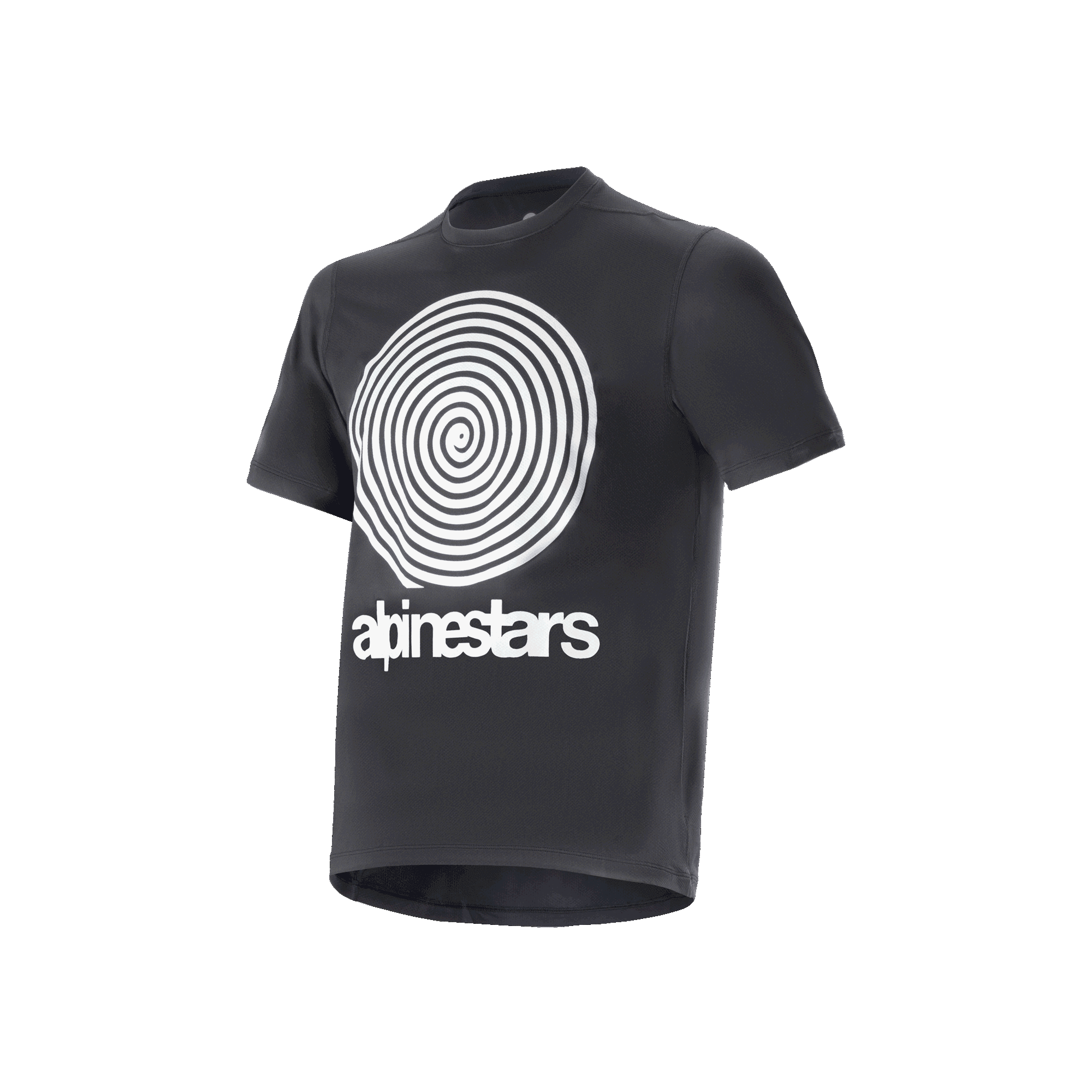 Alpinestars A-Dura Oscar Jersey, mountainbike-jersey met korte mouwen, zwart, witte vintage Oscar spiraal-graphic en woordmerk-logo, technische wielerkleding