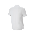 Maillot à manches courtes Alpinestars A-Dura Oscar, maillot de cyclisme, White Dove, vue arrière, design blanc minimaliste avec petit logo vertical sur le bas du dos à droite, équipement de VTT haute performance