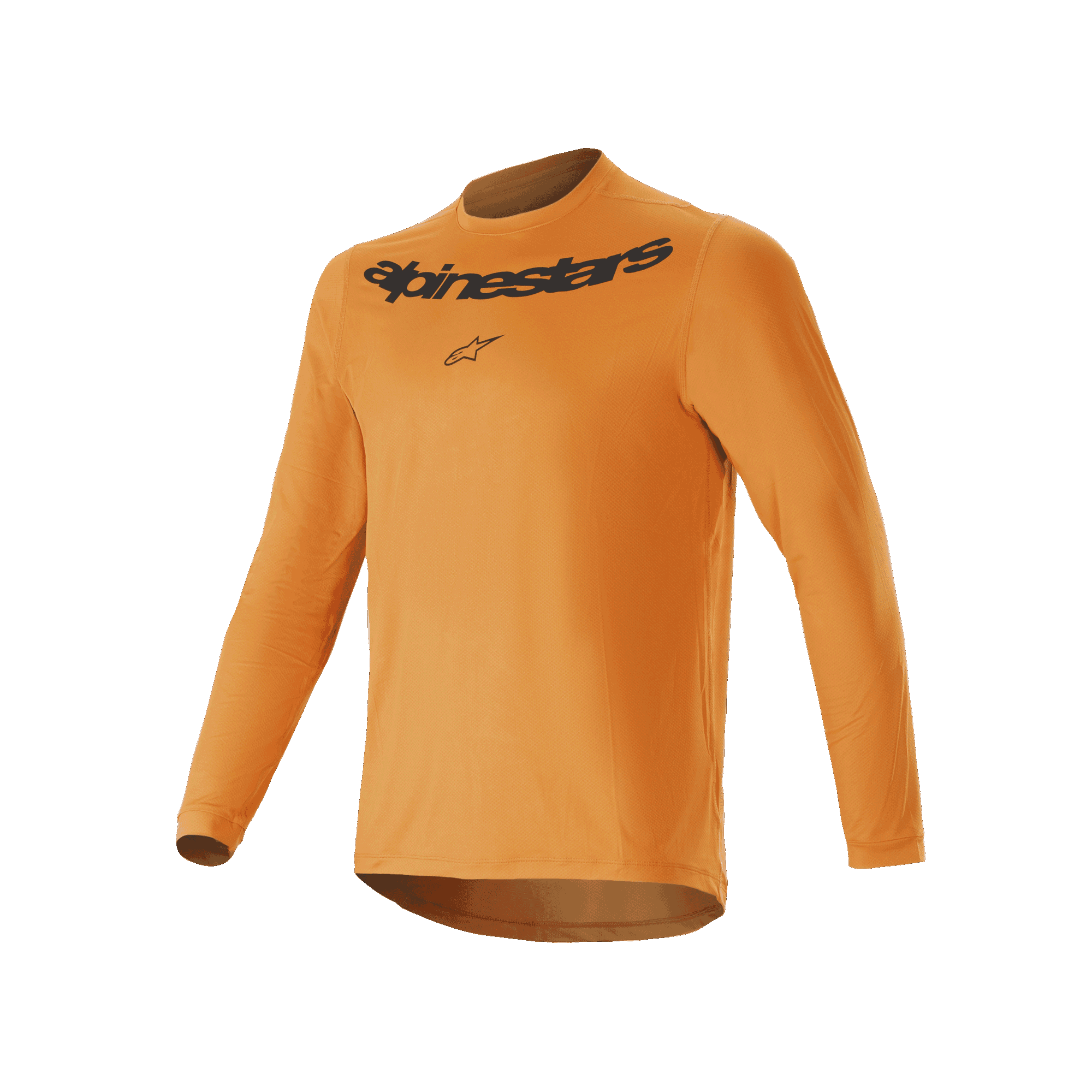 Alpinestars A-Dura Rocker Langarm-Trikot, Mountainbike-Trikot, Dark Gold, mit schwarzem Alpinestars-Wortmarken-Siebdruck auf der Brust, leichtes Jacquard-Gewebe mit verlängertem Rückensaum, Performance-Radbekleidung