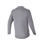 Alpinestars A-Dura Rocker Jersey met lange mouwen, donkergrijs, achteraanzicht dat de langere drop tail benadrukt, casual MTB-fietskleding met een normale pasvorm