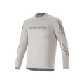 Maillot à manches longues Alpinestars A-Dura Switch, maillot de VTT gris clair, avec logo sur la poitrine et étoiles sur les manches, vêtement de cyclisme performant pour le trail