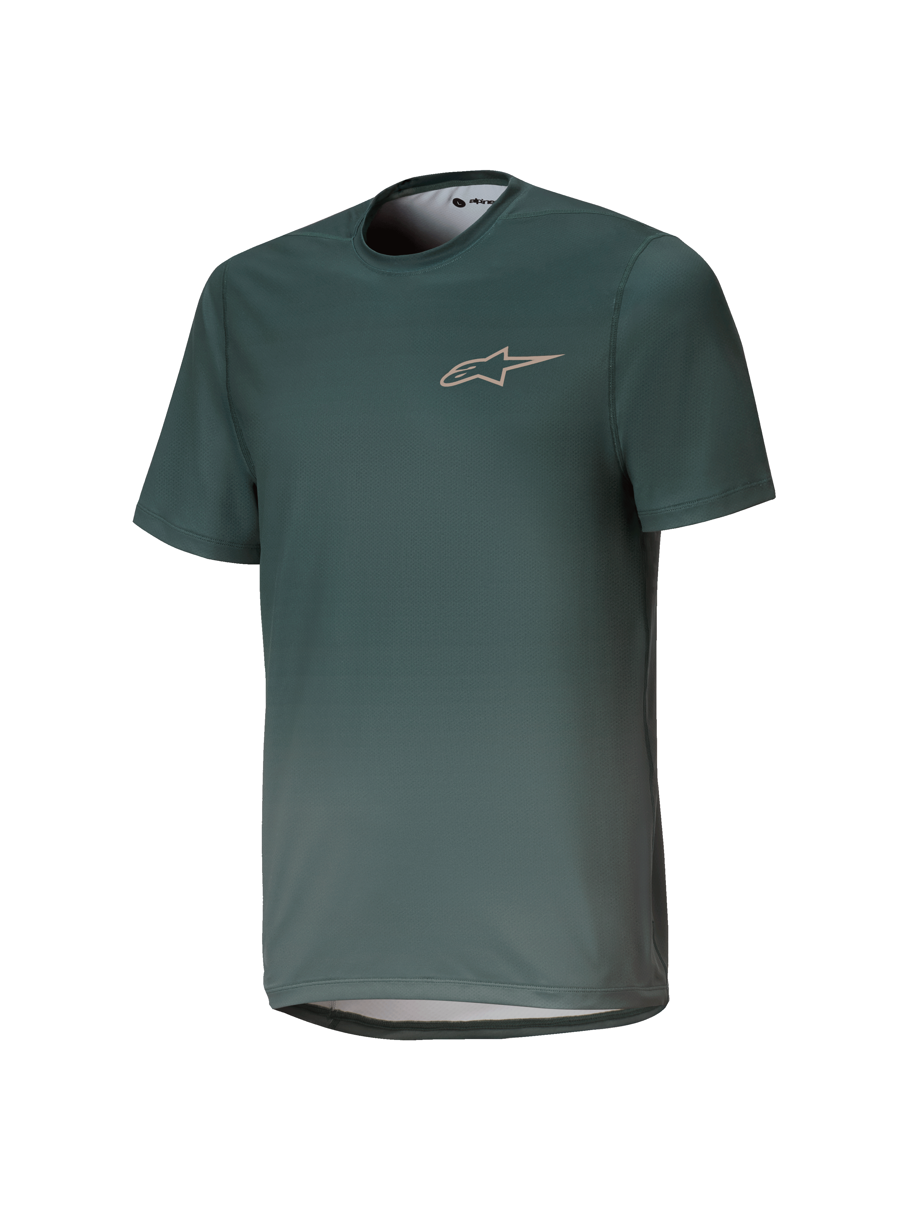 Alpinestars Youth A-Dura Rise Jersey, mountainbike shirt met korte mouwen, Silver Pine groen, ronde hals met subtiel logo op de borst, lichtgewicht ademende jacquard stof, normale pasvorm