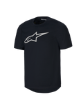 Maillot à manches courtes Alpinestars Youth A-Dura, maillot de VTT noir, grand logo Astars blanc sur la poitrine, col rond, vêtement de performance décontracté pour le VTT