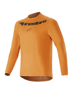 Alpinestars Youth A-Dura Rocker Jersey met lange mouwen, donkergoud, met zwart Alpinestars-woordmerk en logo op de borst, ronde hals, verlengde achterzijde, lichtgewicht performance mountainbike-kleding