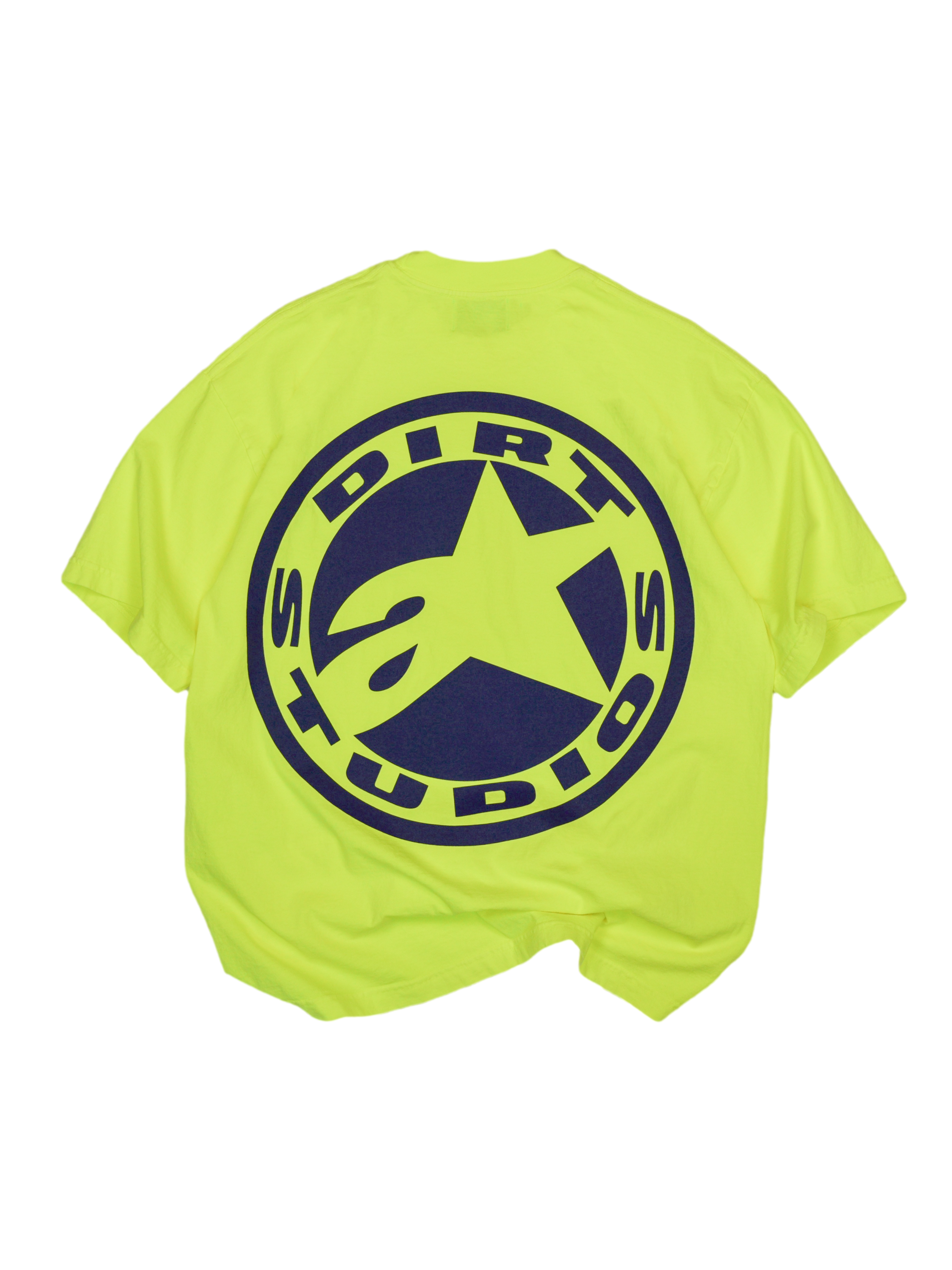 Alpinestars Limited Edition Dirt Studios Tech Series T-Shirt, Kurzarm-T-Shirt in Fluo Gelb, marineblaues Rückenlogo, Baumwolle.