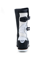 Alpinestars Tech-T laarzen, trialmotorlaarzen voor heren, zwart en wit, leer met accordeonstretchzones, achteraanzicht