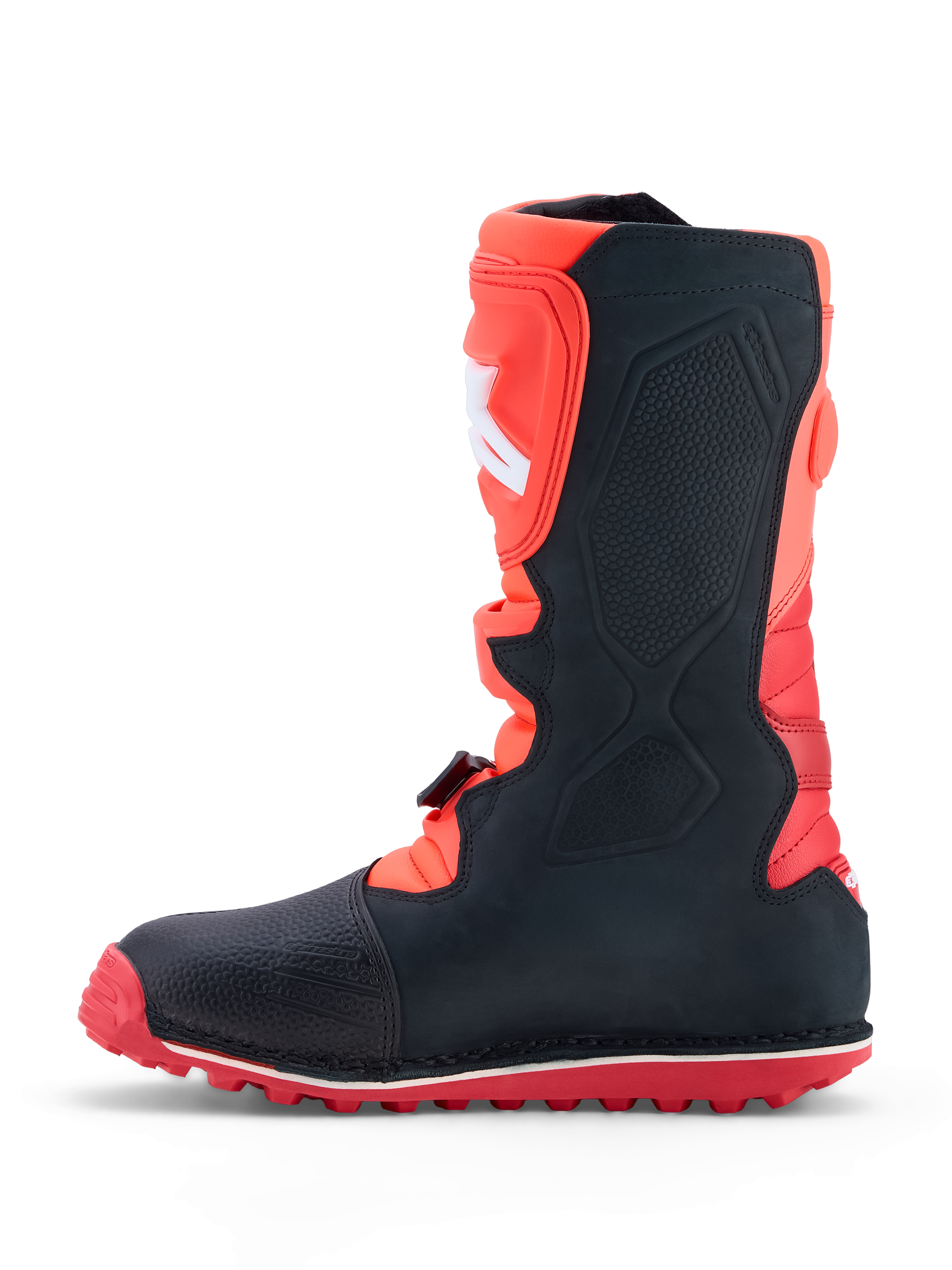 Alpinestars Tech-T laarzen, heren triallaarzen, rood en zwart, lederen constructie met zool met hoge grip.
