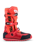 Alpinestars Tech-T, bottes de moto de trial, rouges fluo et noires, système à trois boucles et protection TPU, certifiées CE
