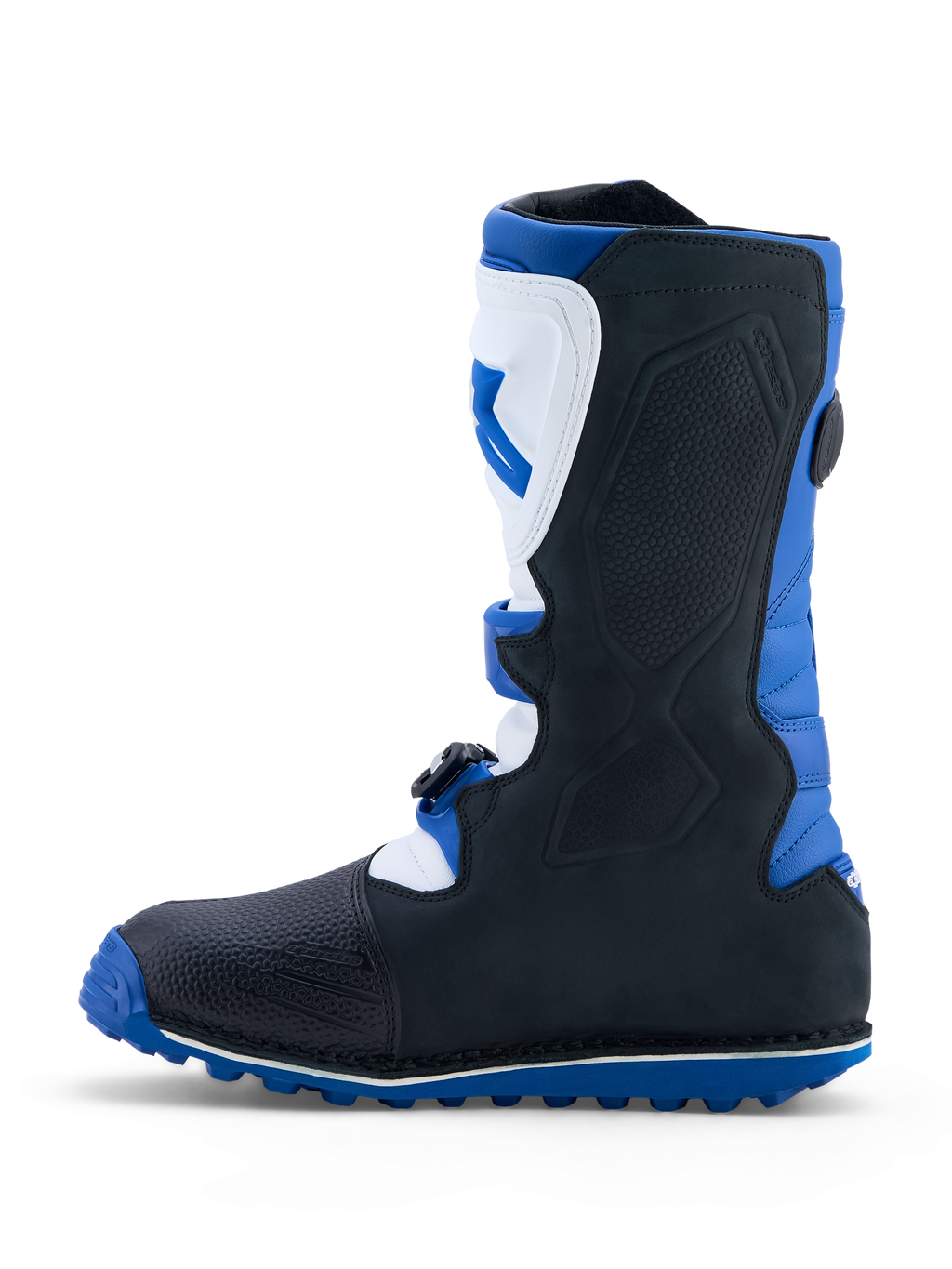 Alpinestars Tech-T laarzen, heren trialmotorlaarzen, blauw en zwart, met TPU-scheenplaten en gripvaste zolen, CE-gecertificeerd.