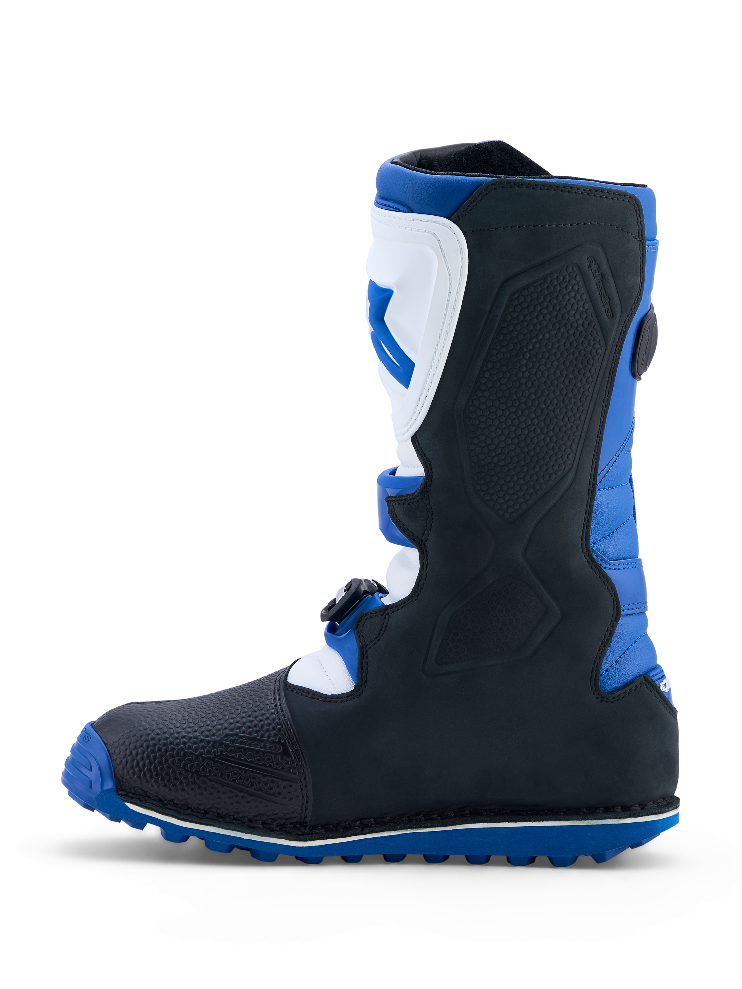 Alpinestars Tech-T laarzen, heren trialmotorlaarzen, blauw en zwart, met TPU-scheenplaten en gripvaste zolen, CE-gecertificeerd.