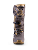 Alpinestars Tech 10 Air Gold Motocross-Stiefel in Earth Brown Gold mit TPU-Rüstung und metallisch-goldenen Akzenten.