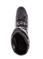 Alpinestars Tech 10 Enduro Stiefel, Motocross-Stiefel, Schwarz, Draufsicht mit Innenfutter, Dreifach-Schnallen-Verschlusssystem und verstärktem Zehenbereich, konzipiert für Hochleistungs-Offroad- und Enduro-Rennsport