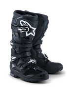 Alpinestars 2026 Tech 7 Enduro Stiefel, Motorrad-Enduro-Stiefel, Schwarz, Anthrazit und Weiß, mit einem Vier-Schnallen-Verschlusssystem, weißem A-Star-Logo auf der Schienbeinplatte, robuster Dual-Compound-Sohle für Offroad-Traktion