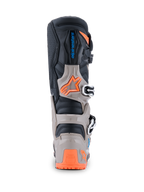 Alpinestars 2026 Tech 7 Enduro Boots, Rear view, Black Warm Gray and Orange Fluo, featuring TPU protection, Alpinestars branding, and secure buckle system for off-road riding