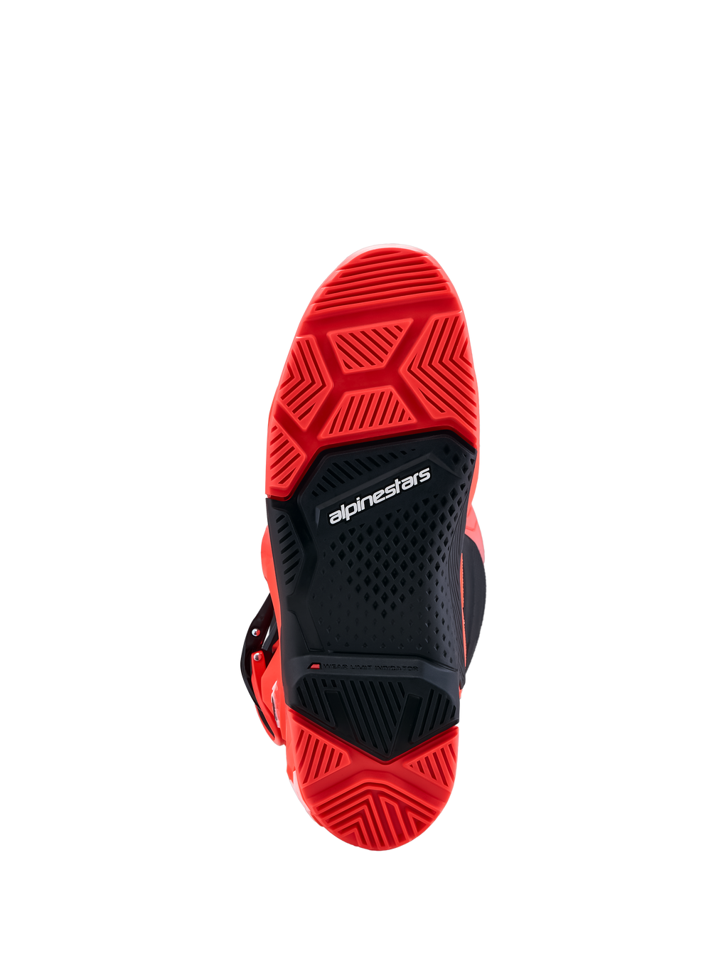 Alpinestars Tech 7 Enduro laarzen, rood en zwarte dual compound zool voor off-road grip en enduro prestaties.