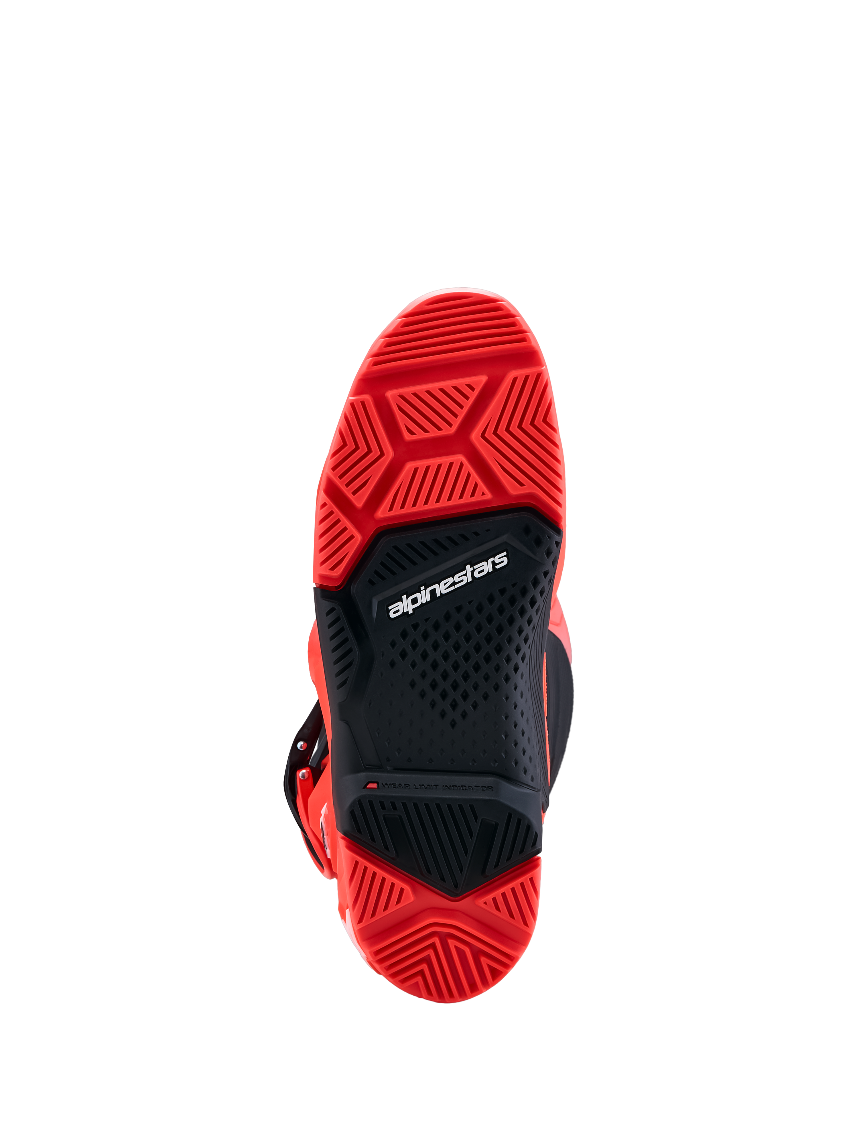 Alpinestars Tech 7 Enduro laarzen, rood en zwarte dual compound zool voor off-road grip en enduro prestaties.