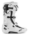 Alpinestars Tech 10 Supervented laarzen, motorcross off-road laarzen, wit en zwart, voorzien van meerdere verstelbare gespen, geperforeerde ventilatiepanelen en een robuust beschermend hoog model