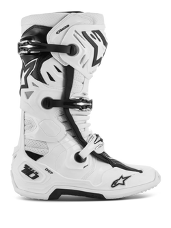 Alpinestars Tech 10 Supervented Stiefel, Motocross-Offroad-Rennstiefel, Weiß und Schwarz, mit mehreren verstellbaren Schnallen, perforierten Belüftungseinsätzen und einem robusten, schützenden High-Top-Design