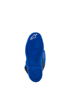 Alpinestars Yamaha Youth Tech 7S laarzen, blauw, onderaanzicht van de zool met getextureerd grippatroon en wit sterlogo, duurzame rubberen constructie voor off-road rijden