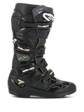 Bottes Alpinestars Tech 7 Enduro Drystar, noires avec accents jaune fluorescent, bottes de moto tout-terrain imperméables dotées de quatre boucles argentées, d'une semelle robuste à haute adhérence et d'une construction protectrice en TPU pour la pratique de l'enduro