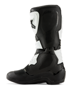 Alpinestars Tech 3 laarzen, motorcrosslaarzen, zwart en wit, mediaal zijprofiel voorzien van getextureerde grippanelen, TPU-protectoren en een duurzame microvezelconstructie, professionele off-road laarzen.