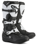Alpinestars Tech 3 laarzen, motorcrosslaarzen, zwart en wit, voorzien van een drievoudig gespsluitsysteem, beschermende TPU-scheenplaat en hielkap, duurzame constructie van microvezel en synthetisch materiaal voor off-road racen