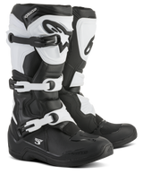 Alpinestars Tech 3 Boots, bottes de motocross, noir et blanc, dotées d'un système de fermeture à trois boucles, plaque de tibia et contrefort de talon protecteurs en TPU, construction durable en microfibre et matière synthétique pour la course tout-terrain