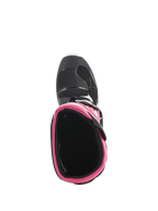 Alpinestars Women Stella Tech 3 Boots, Motocross Boots, Black White and Pink, top-down view showing pink interior collar and toe shell, durable footwear for off-road racing