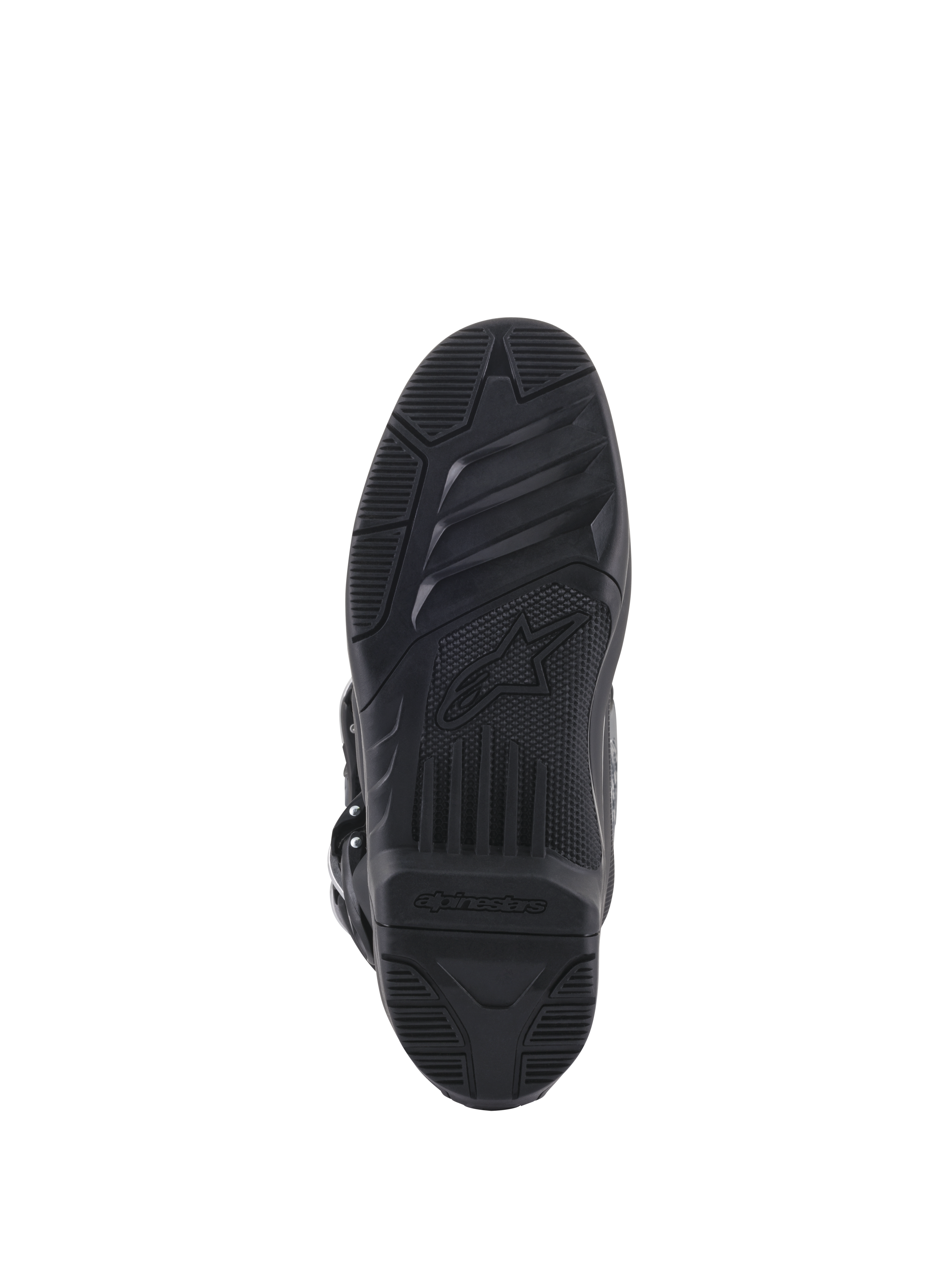Alpinestars Tech 5 laarzen, zwarte motorcrosszool met hoge grip, logo en vervangbare dubbele compound zool voor off-road.