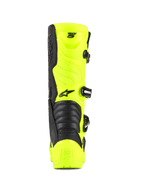 Alpinestars Tech 5 Stiefel, Motocross- und Off-Road-Stiefel, Gelb Fluo und Schwarz, Rückansicht mit Fersenschutz, Schnallenverschlusssystem und Akkordeon-Flexzonen, professionelles Design für Rennsport-Schuhe