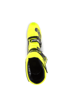 Alpinestars Tech 5 Stiefel, Motocross-Stiefel, Gelb Fluo und Schwarz, Draufsicht mit Blick in die Stiefelöffnung, mit schwarzem Innenfutter, Schnallensystem und Markenakzenten, konzipiert für Offroad-Performance