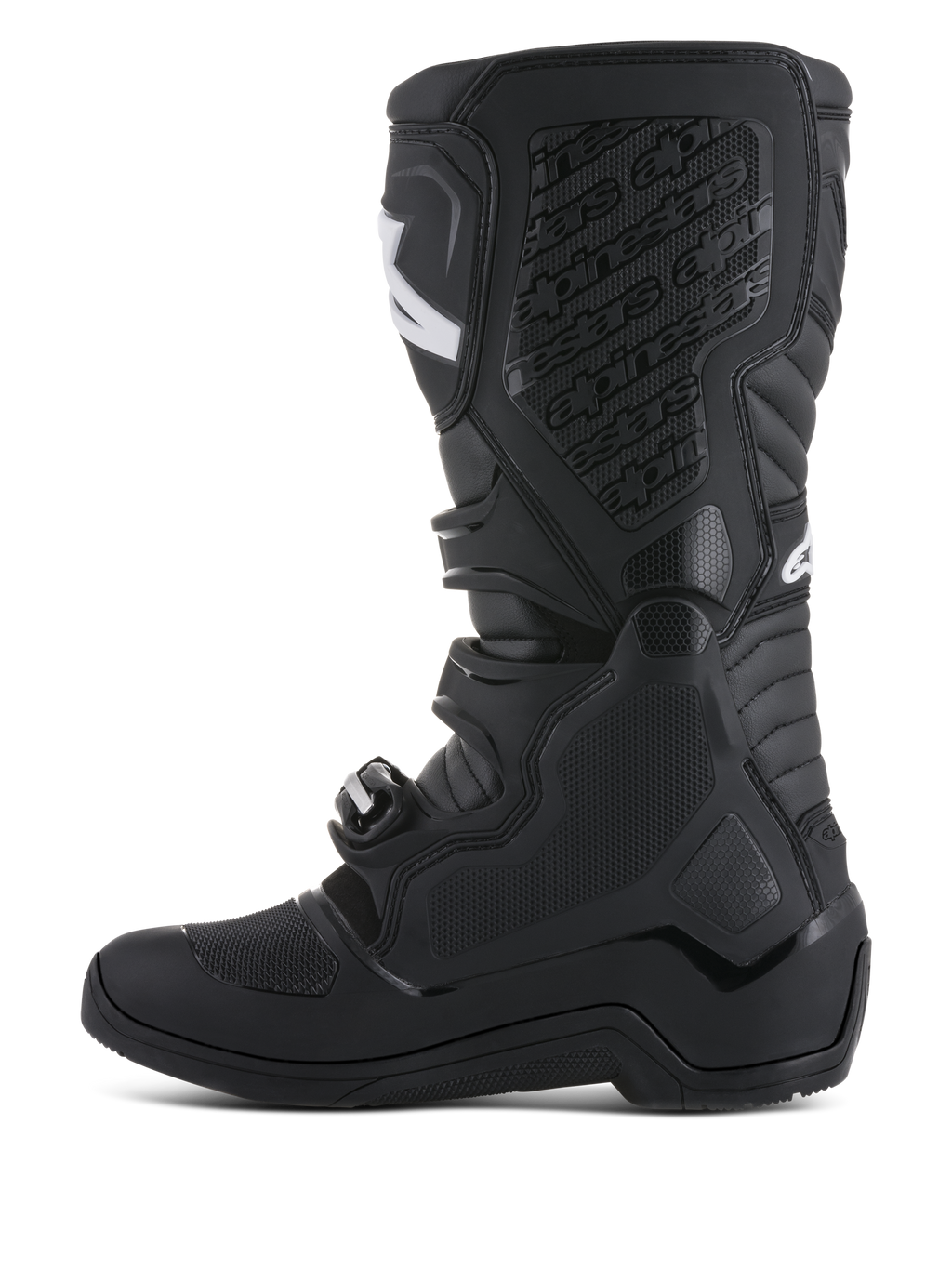 Alpinestars Tech 5 laarzen, zwarte motocross motorlaarzen met TPU-scheenplaat en biomechanisch pivotsysteem, CE-gecertificeerd.