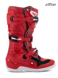 Alpinestars Jeugd Tech 7S laarzen, motorcrosslaarzen voor jeugd in rood en wit, CE-gecertificeerd met gespsluitingssysteem en draaipuntsysteem, zijaanzicht