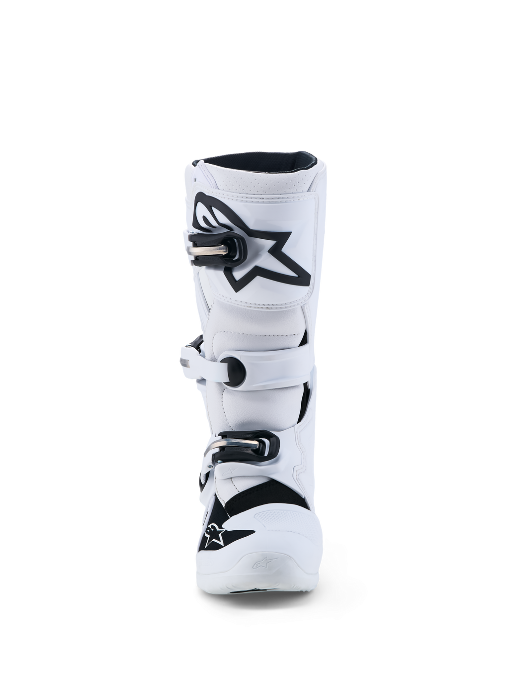 Alpinestars Jeugd Tech 7S laarzen, motorcrosslaarzen voor kinderen, wit en zwart, met TPU-scheenbescherming en stevige gespen, CE-gecertificeerd voor off-road gebruik.