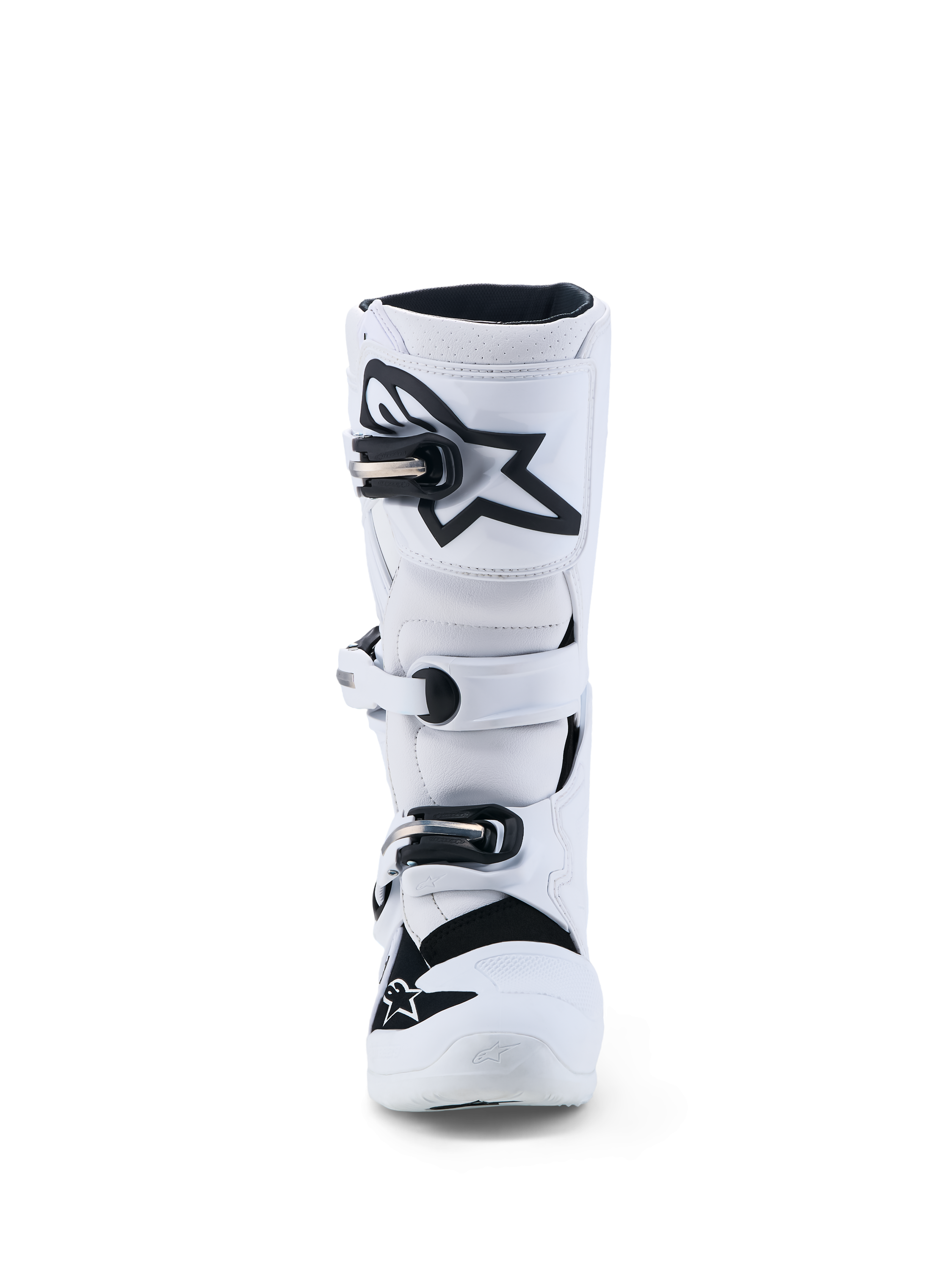 Alpinestars Jeugd Tech 7S laarzen, motorcrosslaarzen voor kinderen, wit en zwart, met TPU-scheenbescherming en stevige gespen, CE-gecertificeerd voor off-road gebruik.