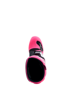 Alpinestars Jeugd Tech 7S laarzen, roze en zwarte motorcrosslaarzen, bovenaanzicht interieur en TPU-bescherming.