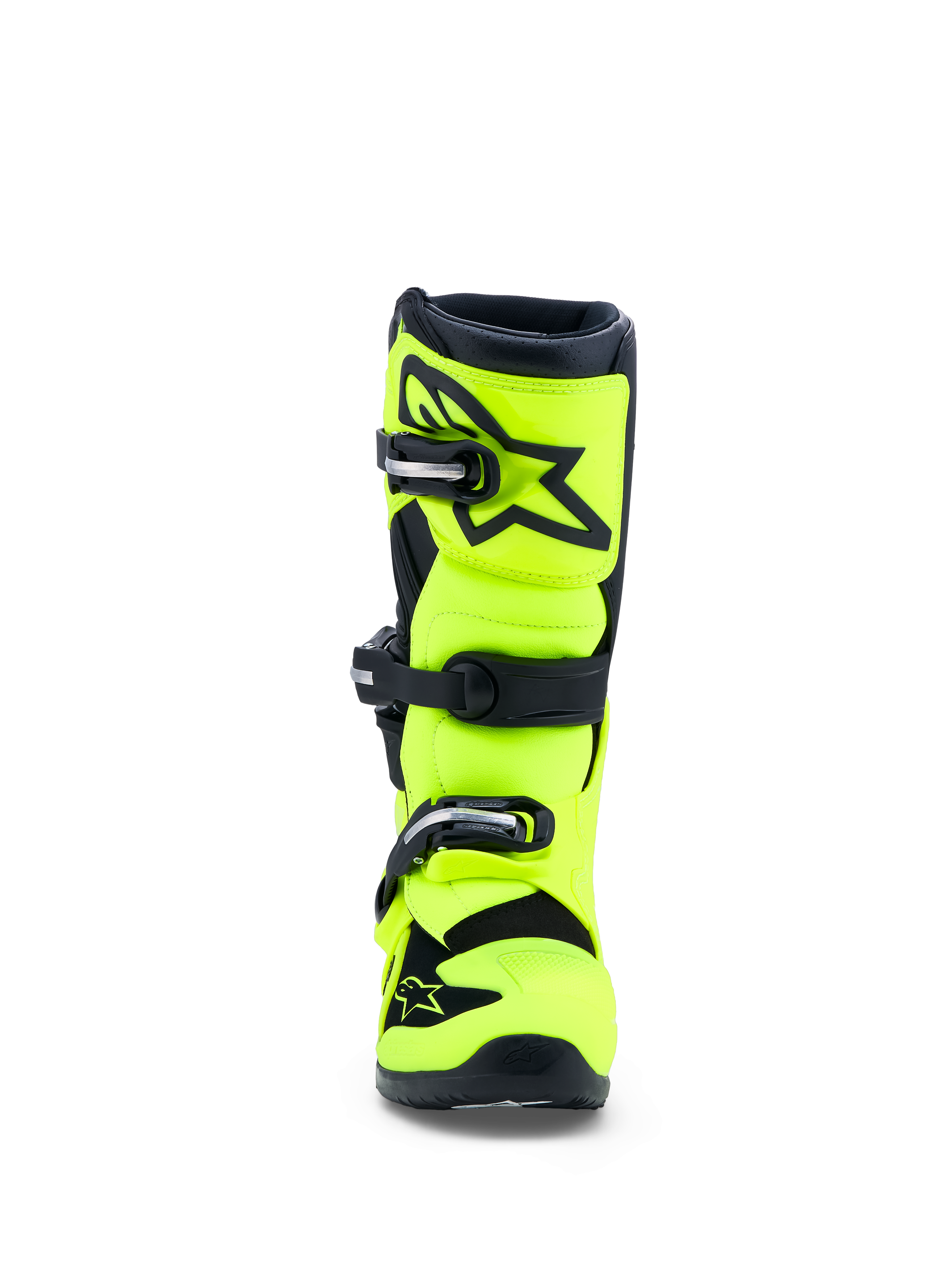 Alpinestars Jeugd Tech 7S laarzen, geel fluo en zwart, CE-gecertificeerde motocrosslaarzen met TPU-scheenbescherming.