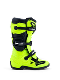 Alpinestars Tech 7S, bottes de motocross junior, jaune fluo et noires, dotées de protections TPU et fermetures à boucles, certifiées CE