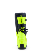 Alpinestars jeugd Tech 7S laarzen, motorcross laarzen, geel fluo en zwart, achterkant met TPU-panelen en Astar-logo.