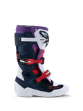 Alpinestars Jeugd Tech 7S laarzen, motorcrosslaarzen voor kinderen in donkerblauw, wit en rood met TPU-bescherming.